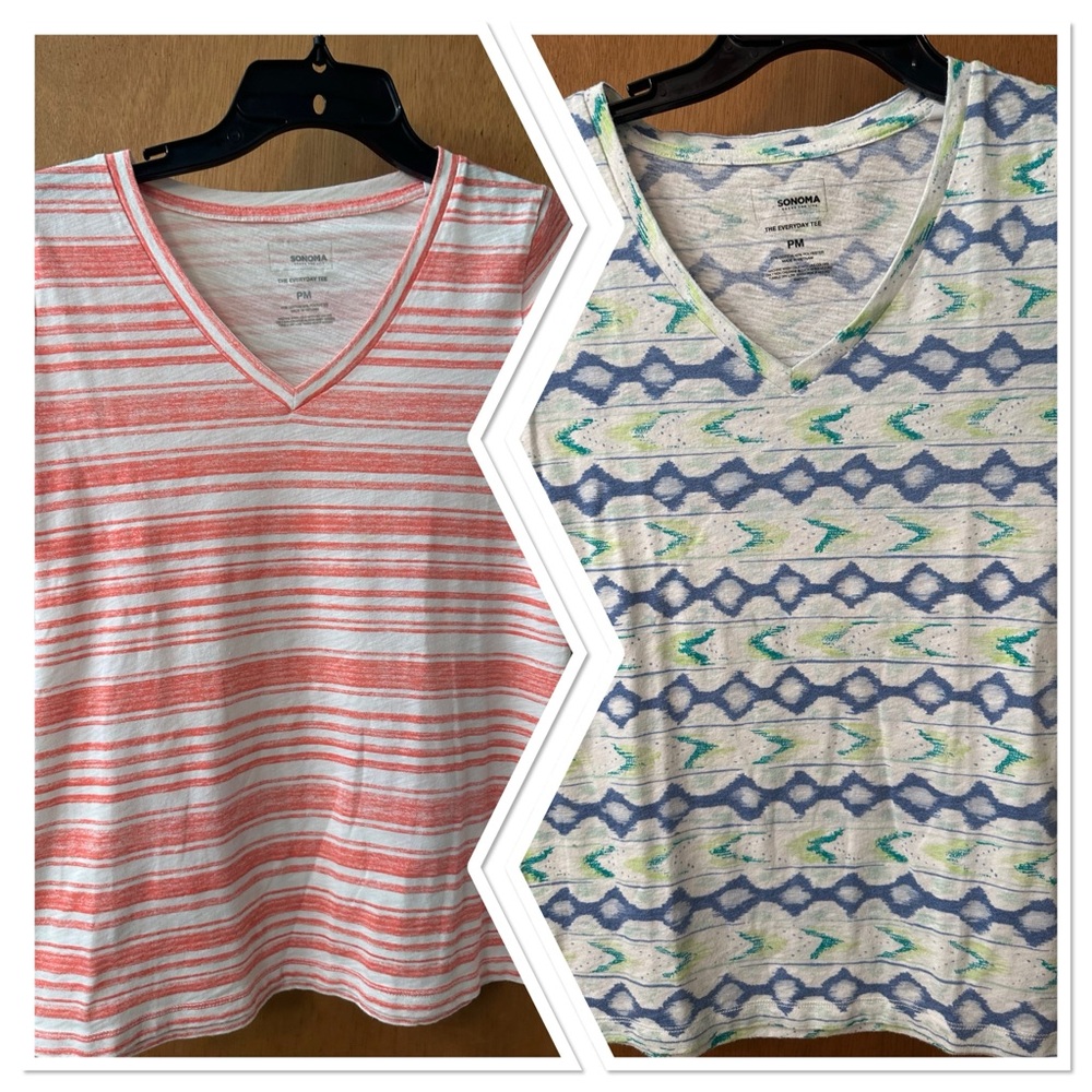 Sonoma | The Everyday Tees Patterned V-Neck Women's - Petite Medium - …